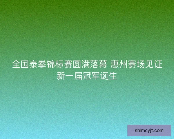 全国泰拳锦标赛圆满落幕 惠州赛场见证新一届冠军诞生